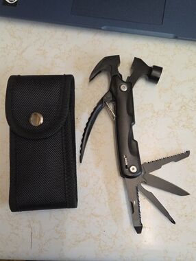 Black Multi-Tool Hammer with Pouch - Foldable Pocket Tool